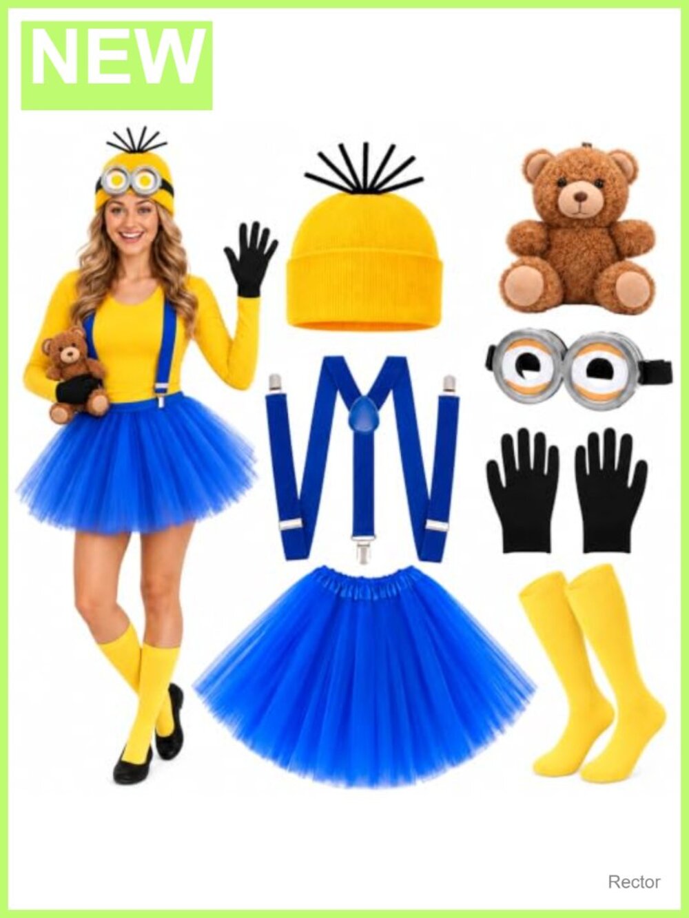 7-Piece Halloween Costume Accessory Set with Goggles, Tutu, Suspenders